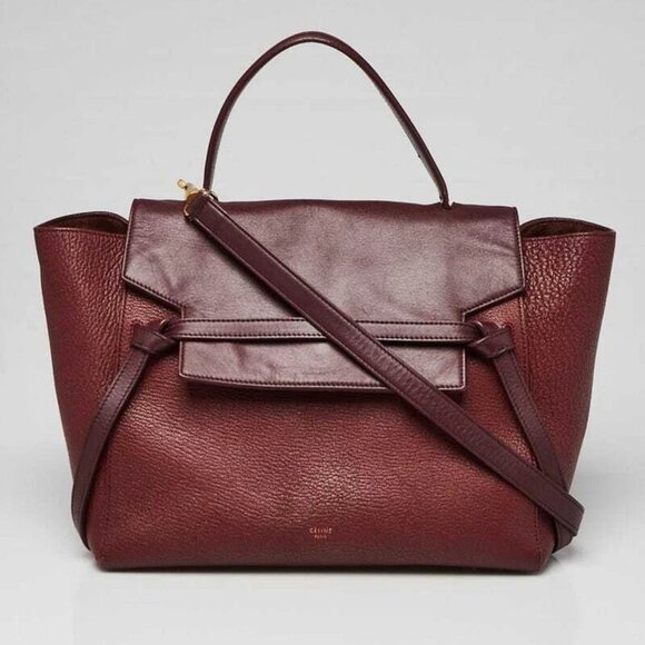 Celine Burgundy Grained Leather Mini Belt Bag - Picture 1 of 11